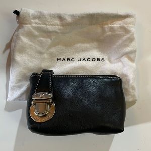 Marc Jacobs blk ltr micro pouch.  New in dust bag never used.